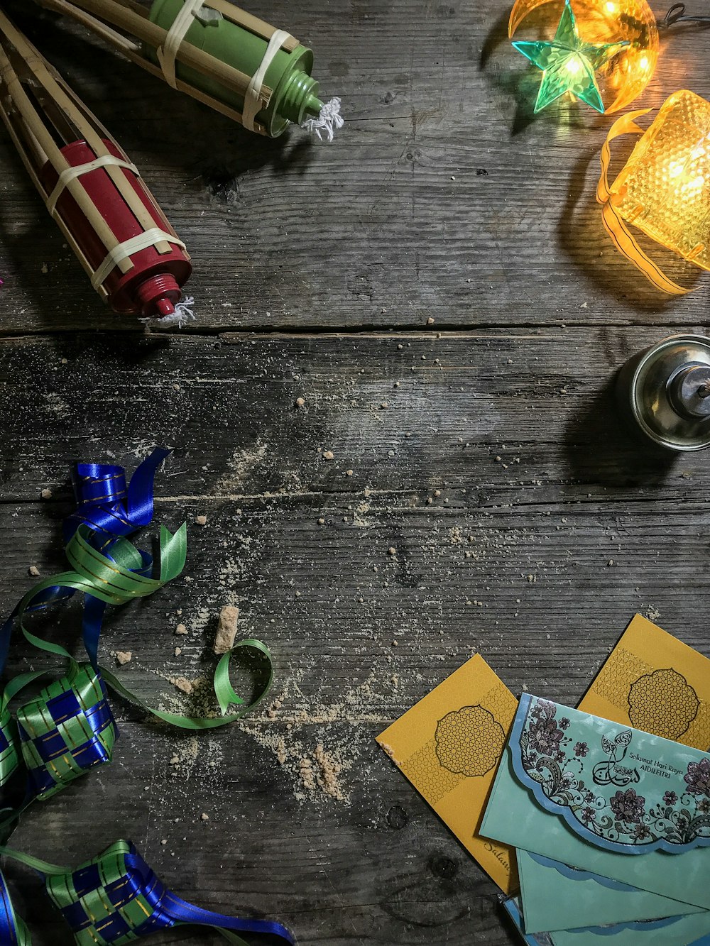 a table topped with lots of different types of items