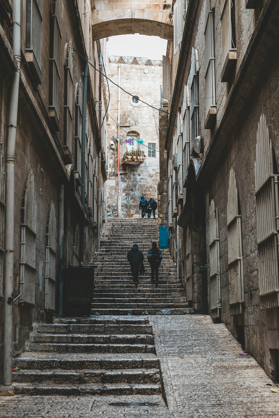 people walking in alley