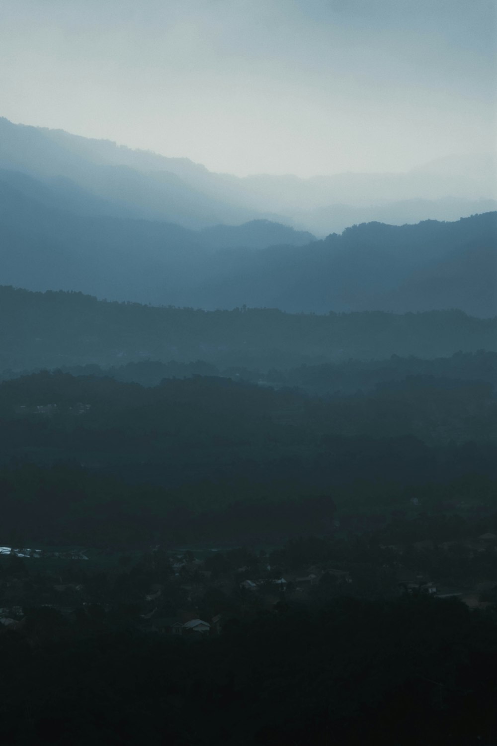 mist rising up from countryside