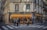 A corner bakery with a blue and yellow facade, displaying the words 'Boulanger' and 'Pâtissier'. People stand on the sidewalk near a pedestrian crossing, some engaged in conversation. The shop window reveals a warm, inviting interior with several patrons seated inside.