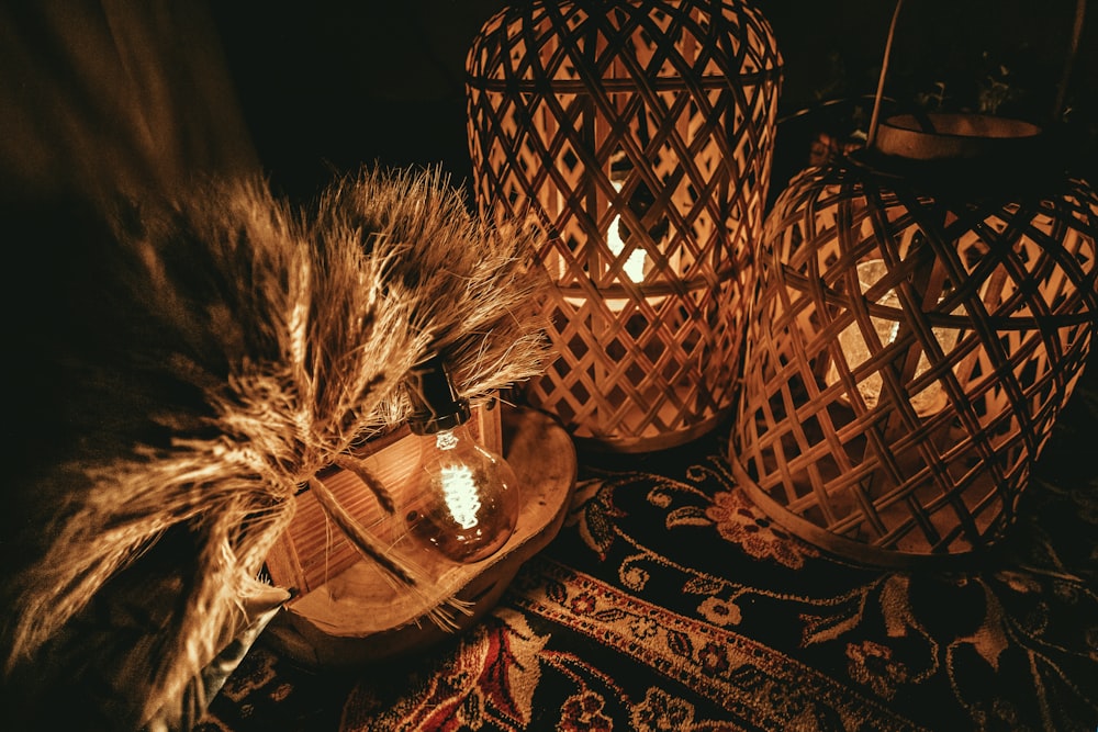 two brown lampshades