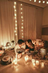 Romantic couple room setup with soft lighting and intimate decor.