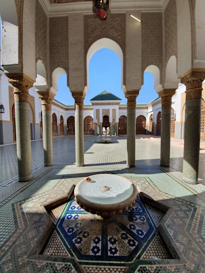 white and brown concrete table