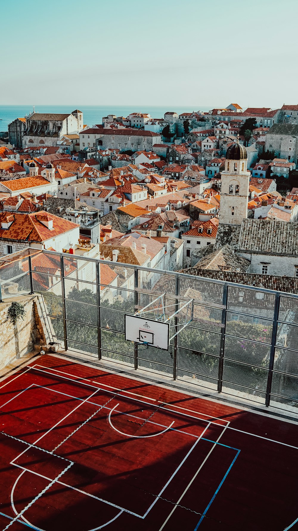 aerial photo of basketball court