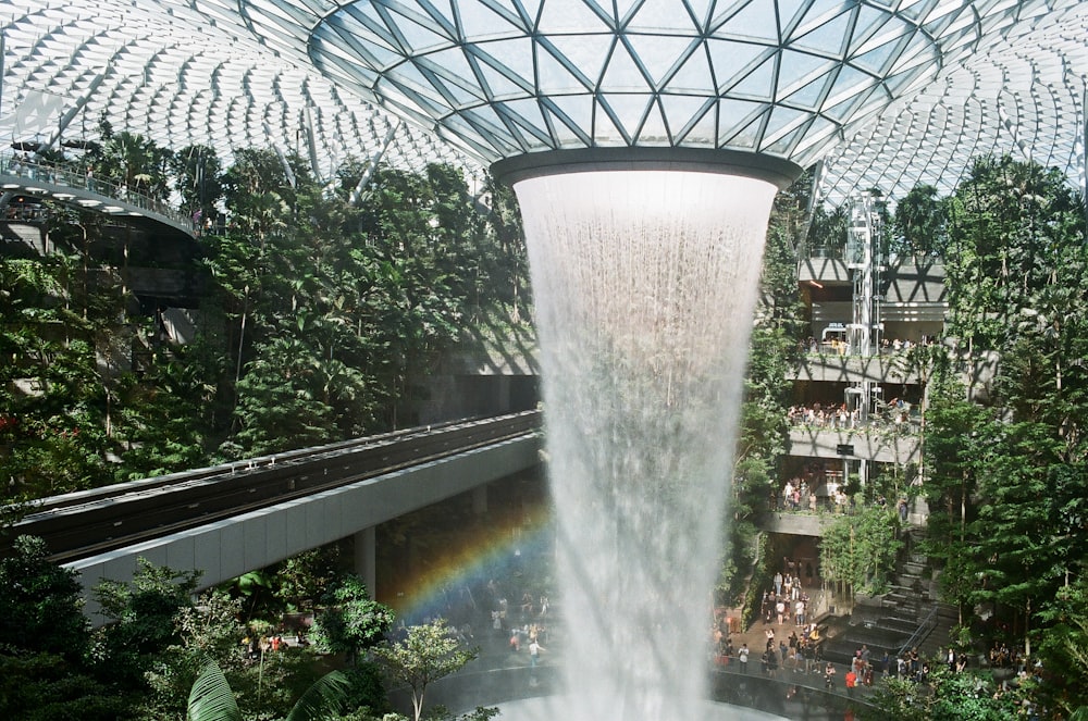 dome building with water dropping front hole