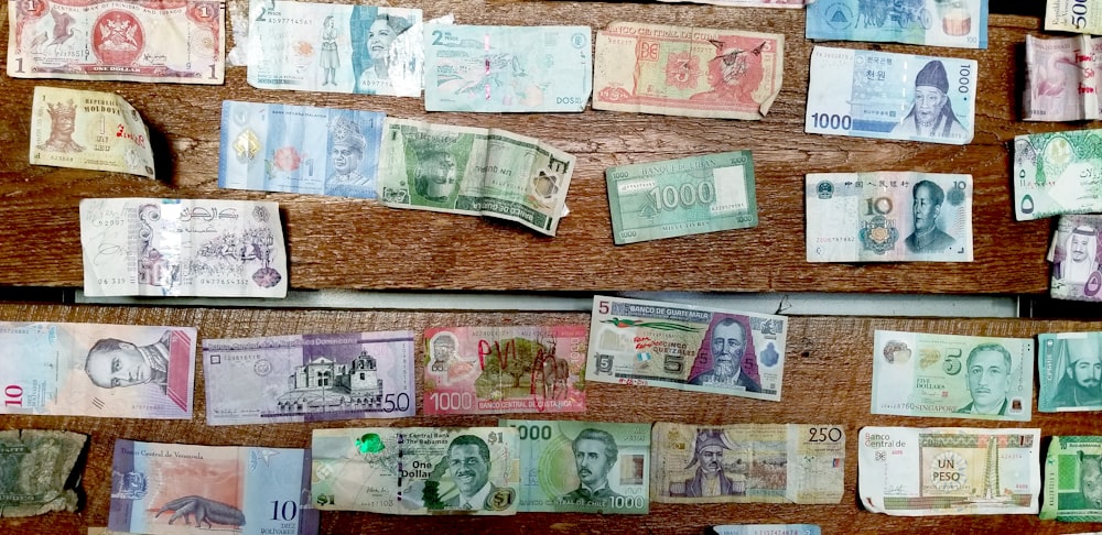 assorted-denomination banknote lot