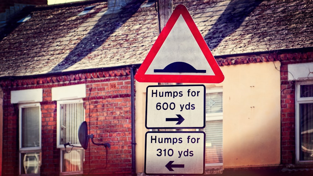 humps for 600 yards road sign