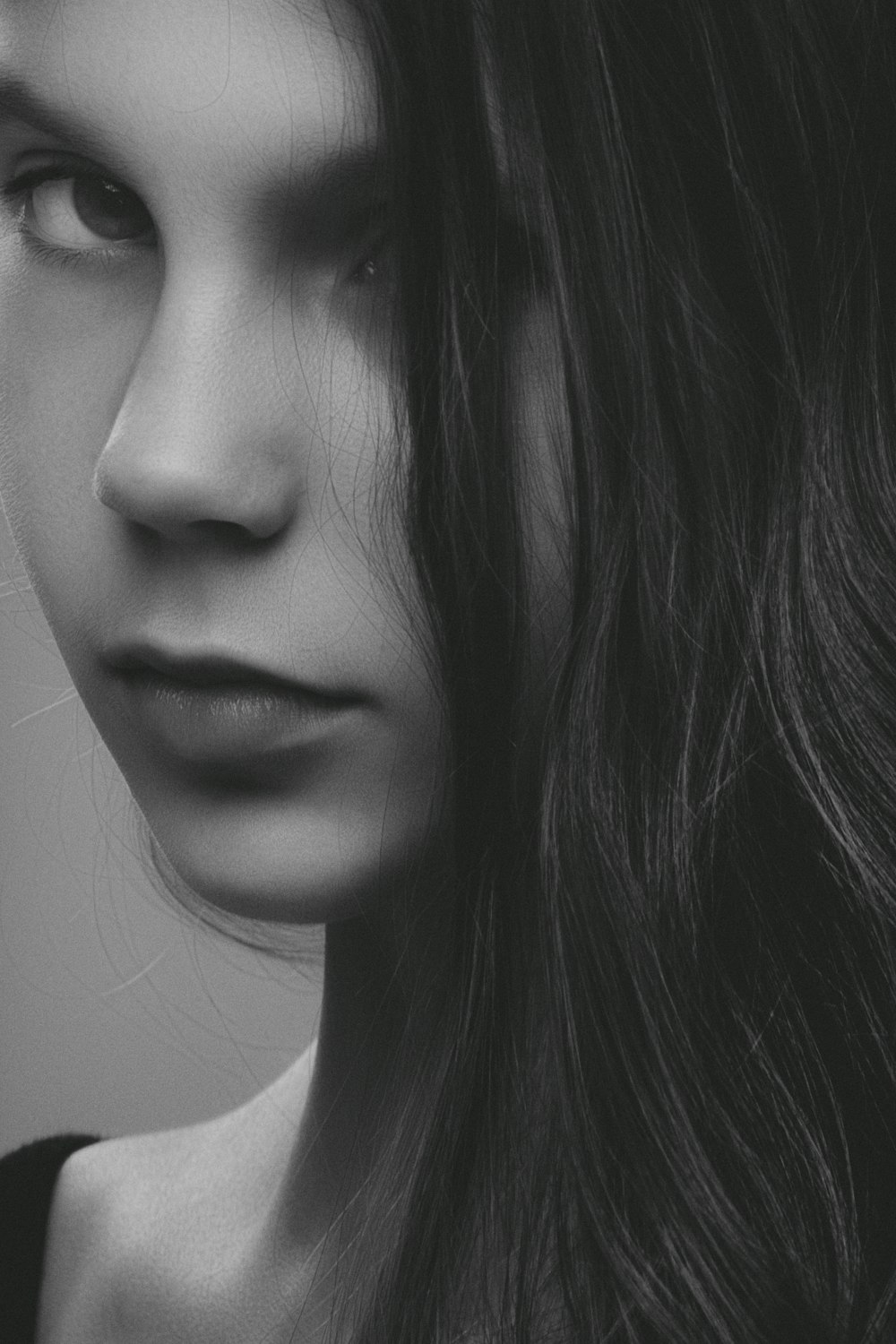 grayscale photo of woman