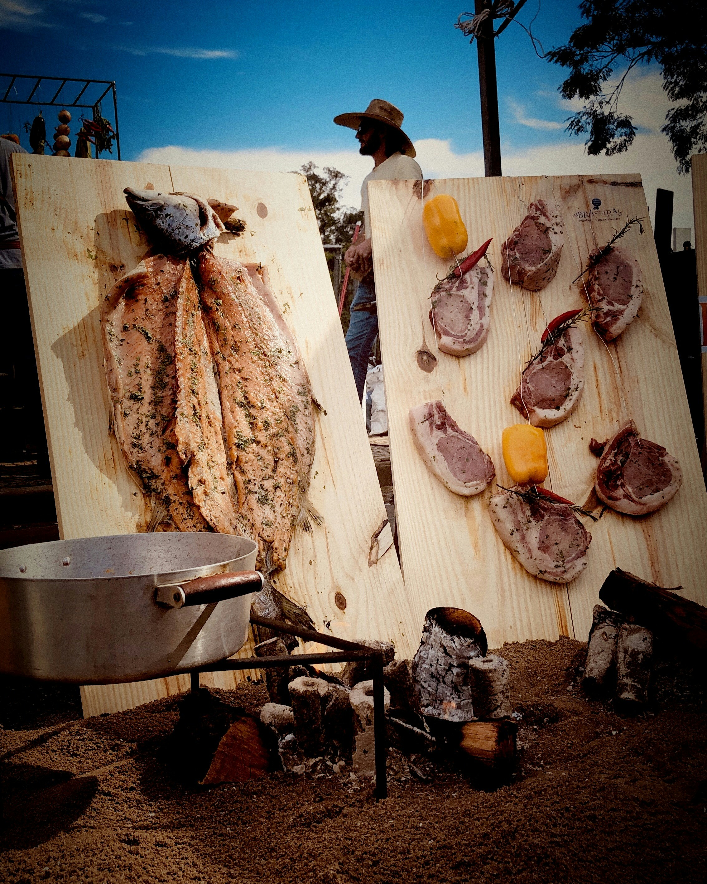 two varieties of cooked meats