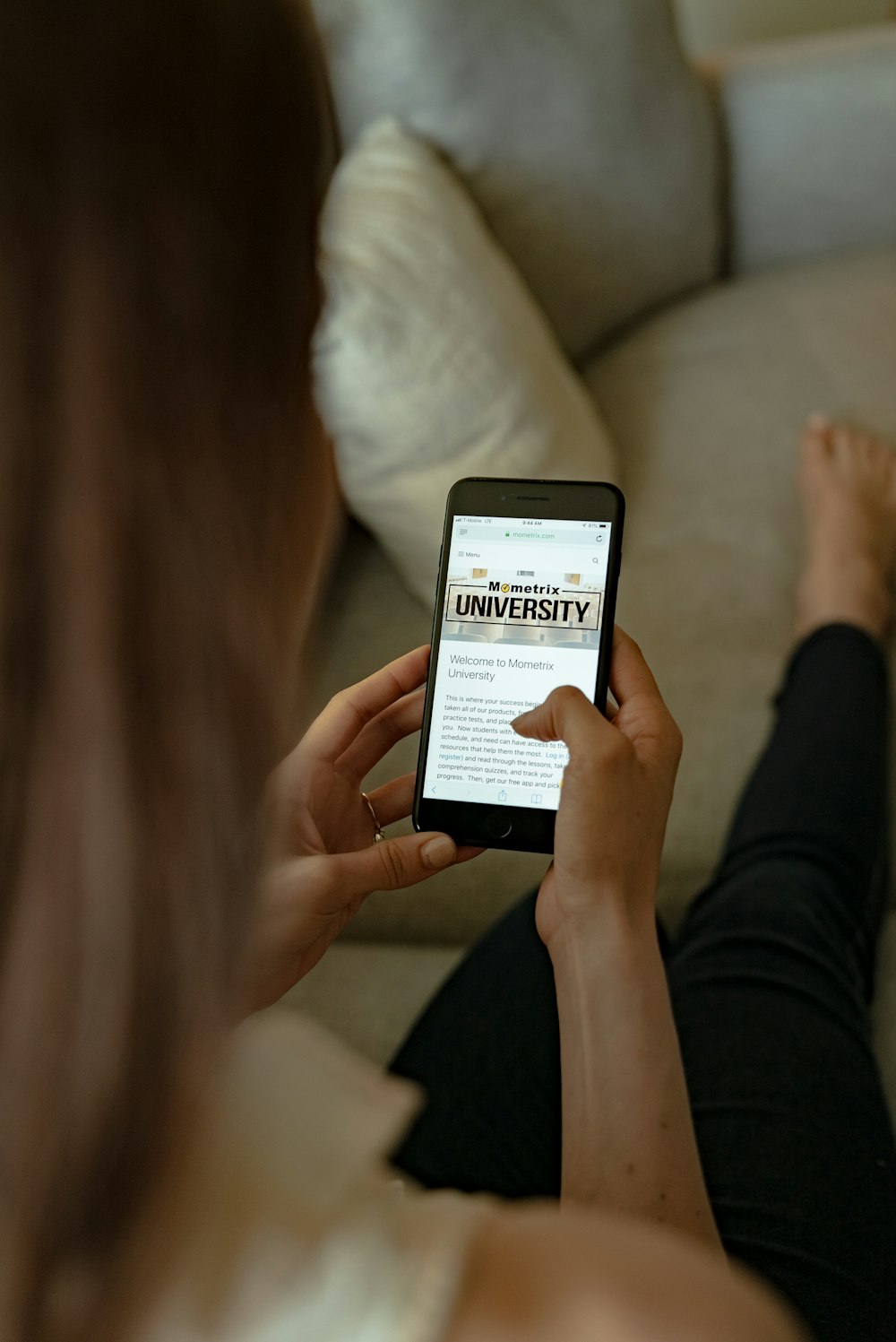 woman using smartphone