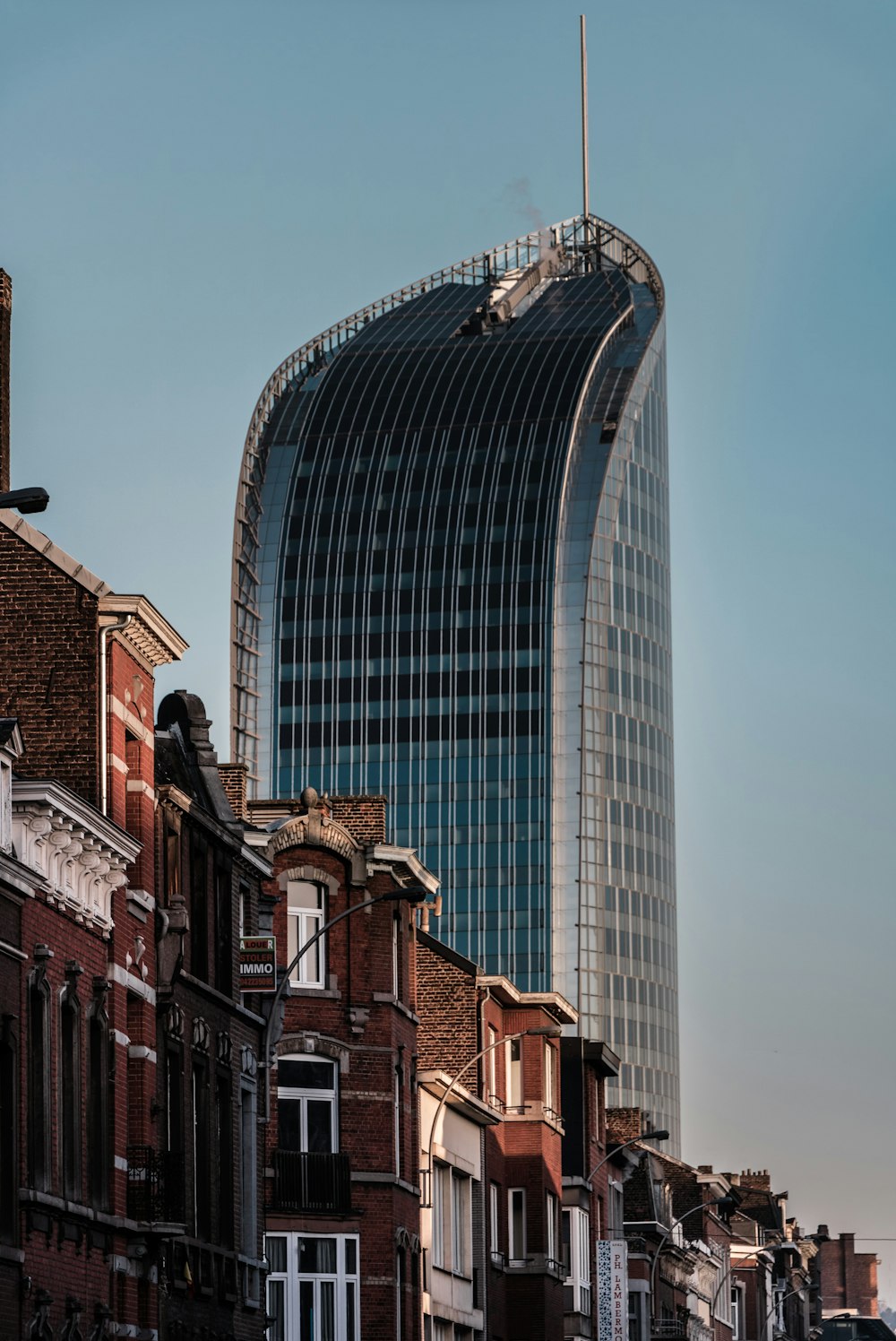 curtain building under grey sky