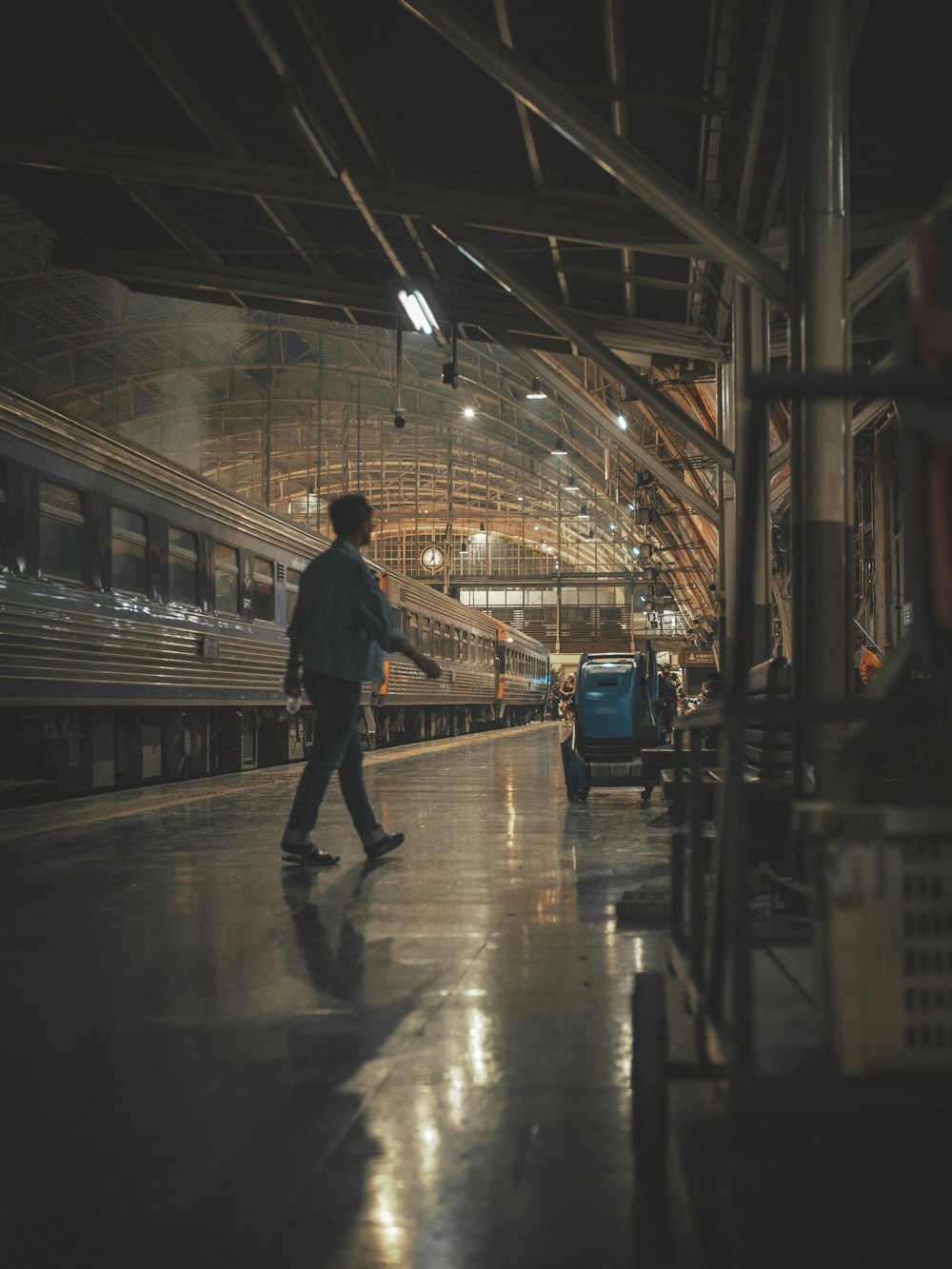 person in train station