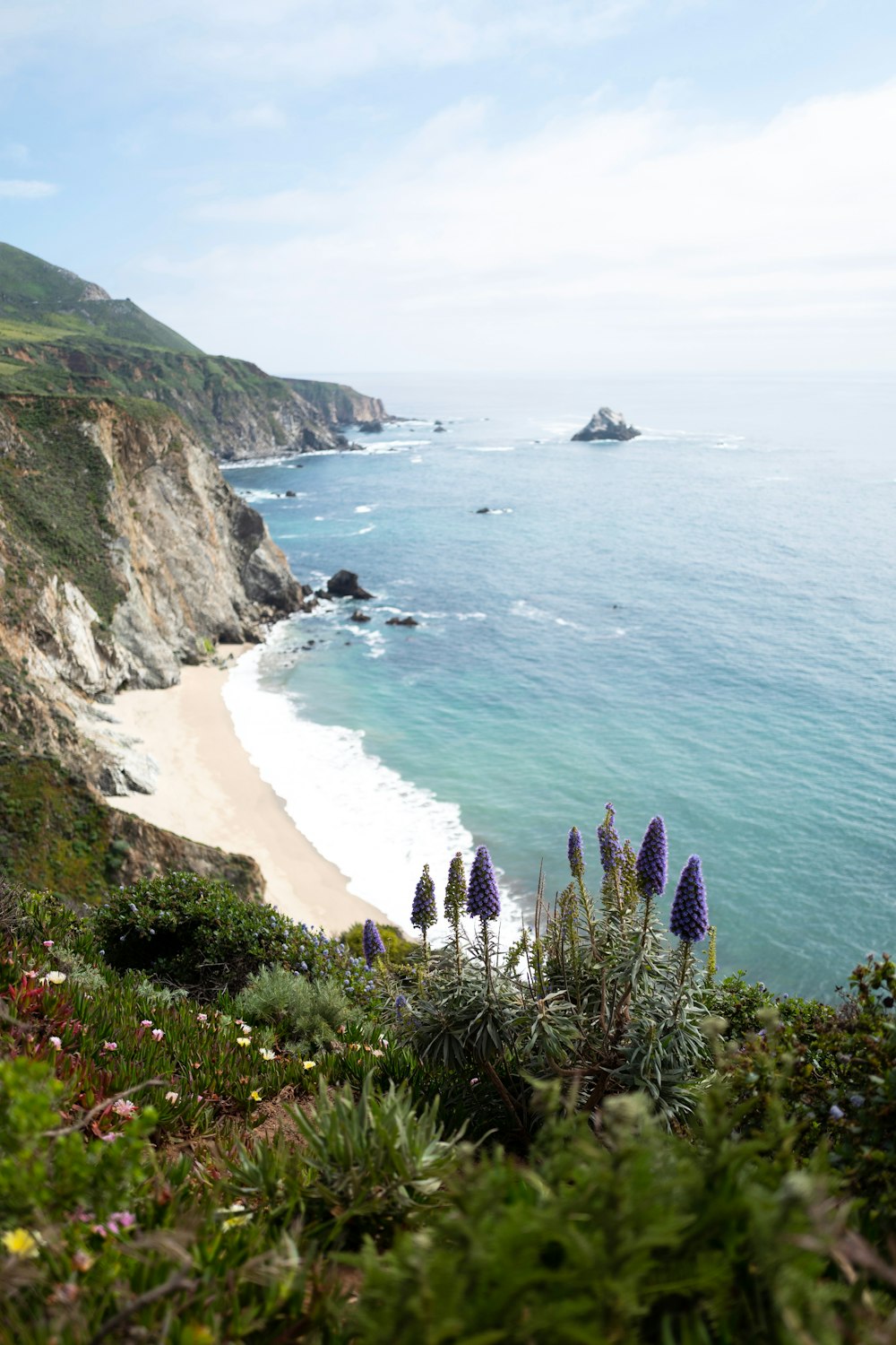 Foto de paisaje de montañas verdes y costa