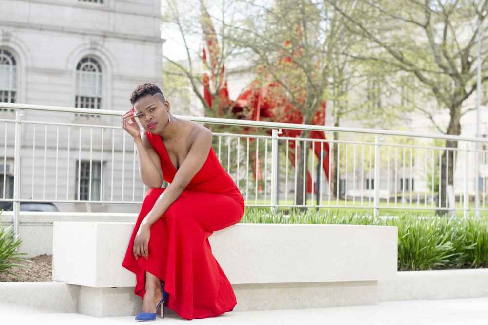 women wearing red dress