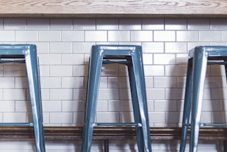 blue plastic stools