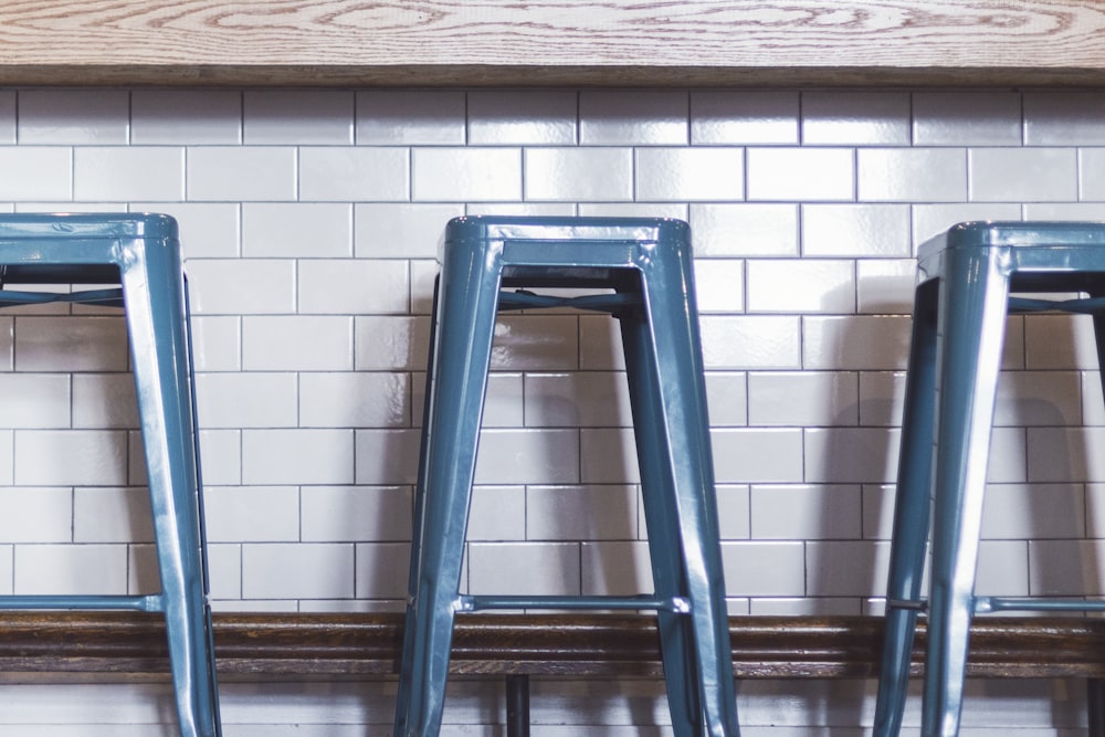 blue plastic stools