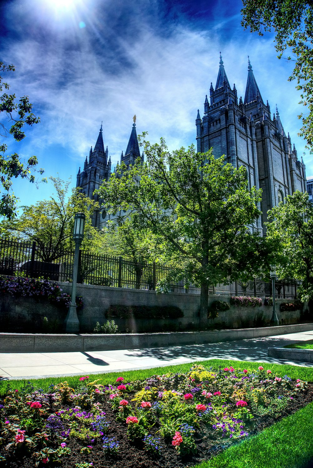 architectural photo of a gray-colored church