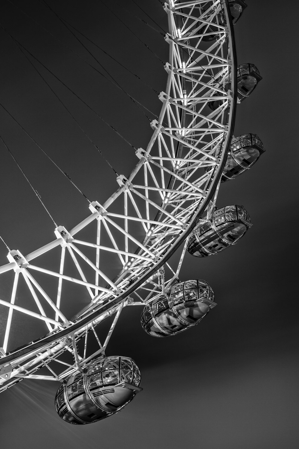 grayscale photo of ferris wheel