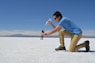 man wearing blue crew-neck t-shirt