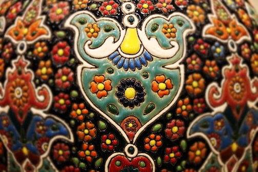 A vibrant modern art print inspired by Moroccan culture.