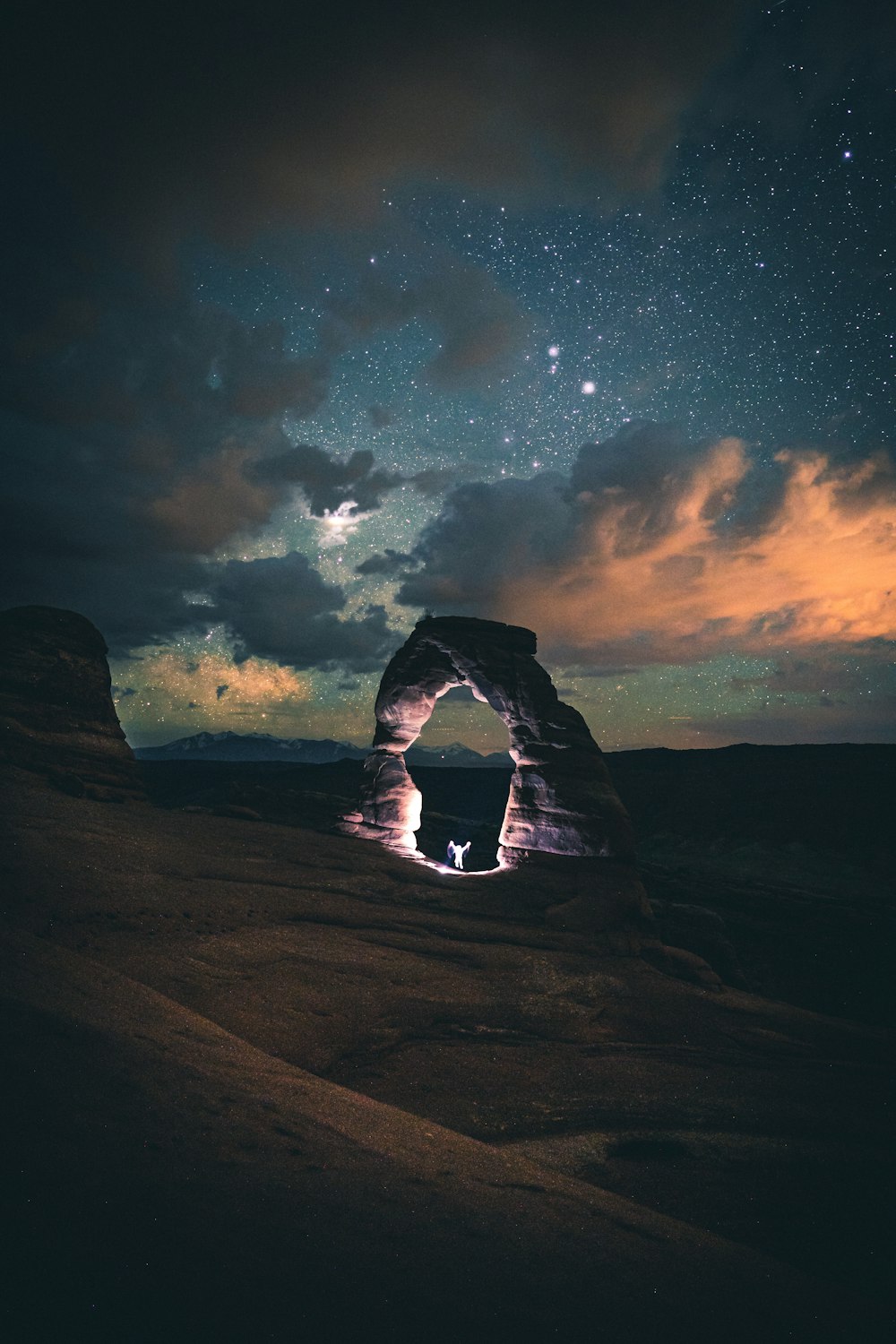 rock formation at night