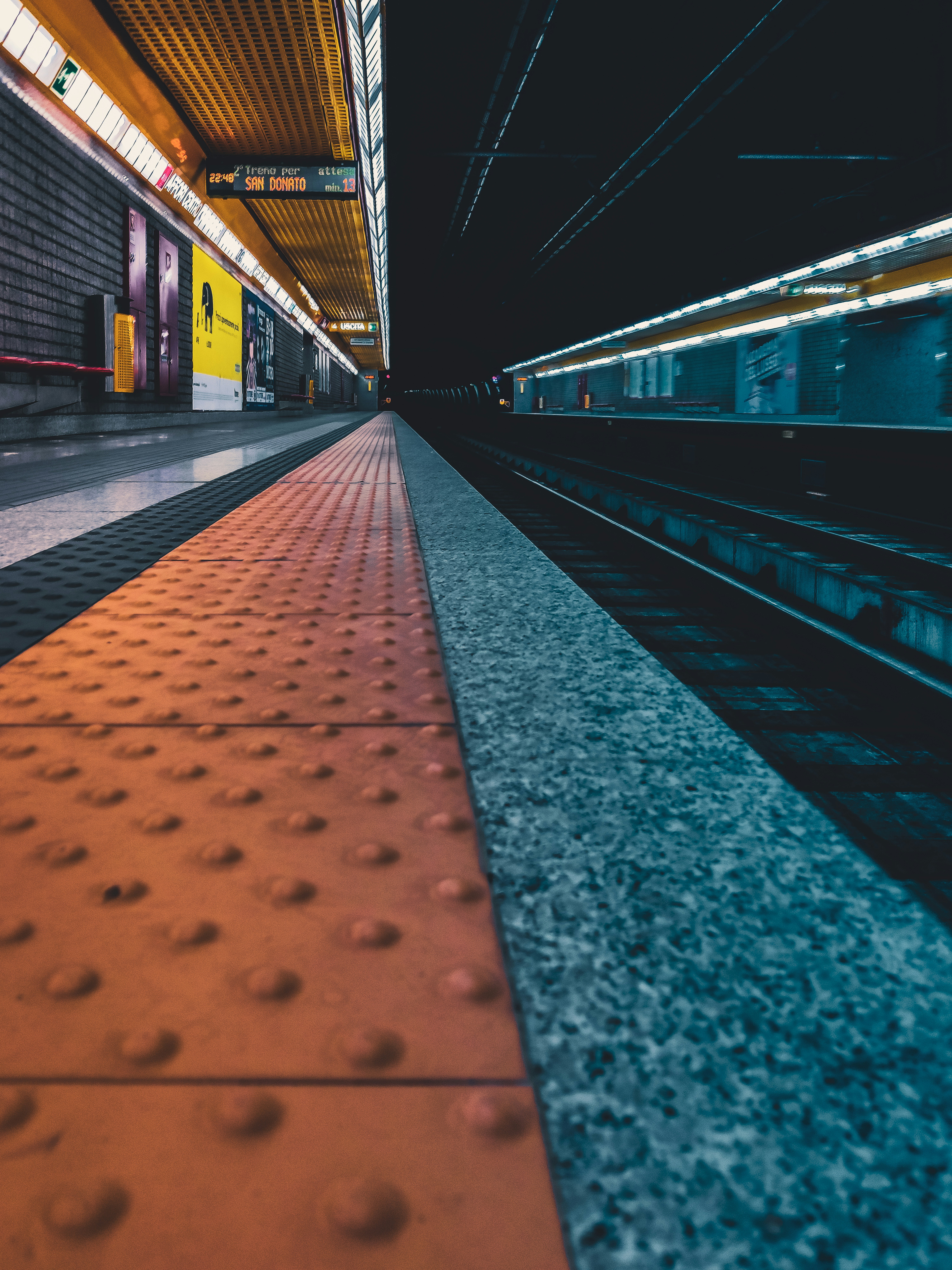 low-angle photography of train station