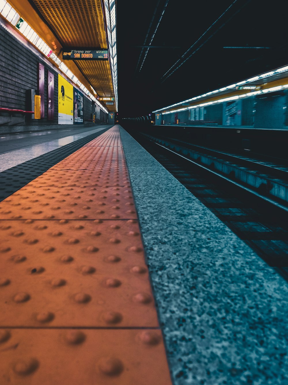 low-angle photography of train station