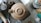 A clay teapot is centered on a workbench surrounded by various pottery tools and materials. The surface around the teapot is scattered with other pottery-related objects, such as cups and brushes. The floor appears to be concrete, and there are a pair of shoes visible at the bottom right corner of the image.