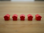 red blocks on brown wooden table