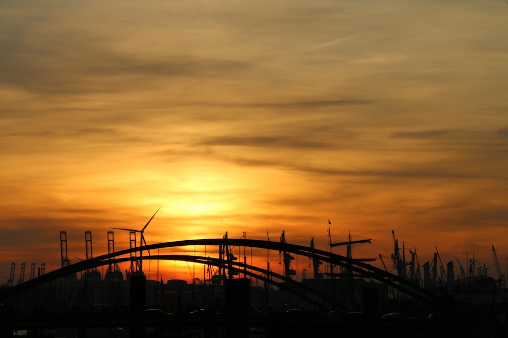wind turbines during sunset