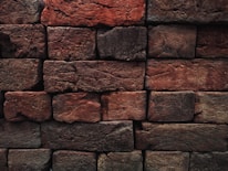Close-up of rustic brick tiles from demolition.