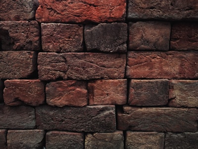 Close-up of rustic brick tiles from demolition.
