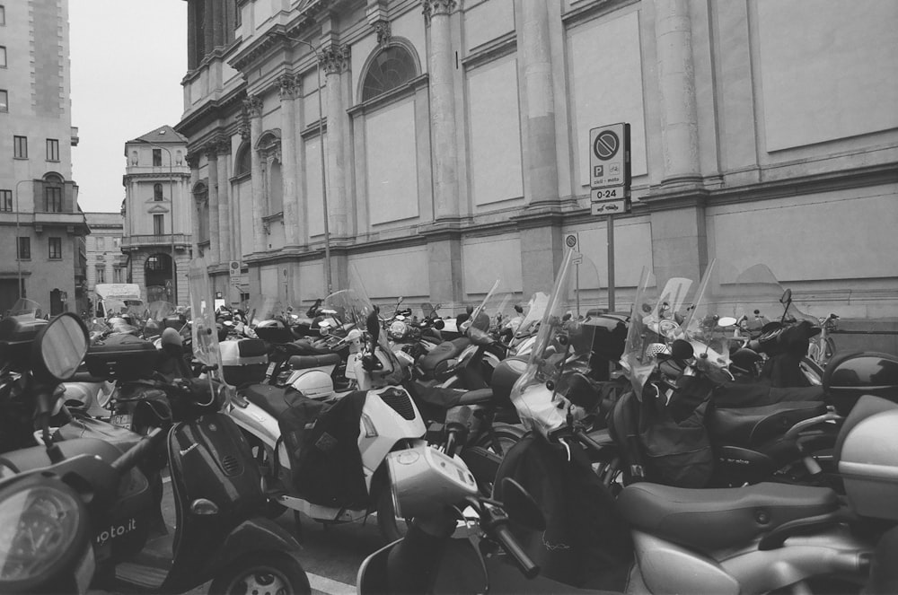 parked motorcycles beside building