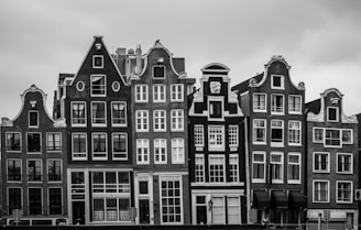 grayscale photo of buildings