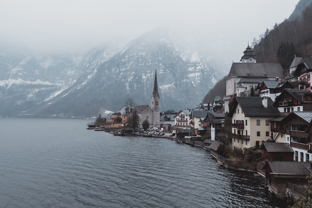 white and brown houses