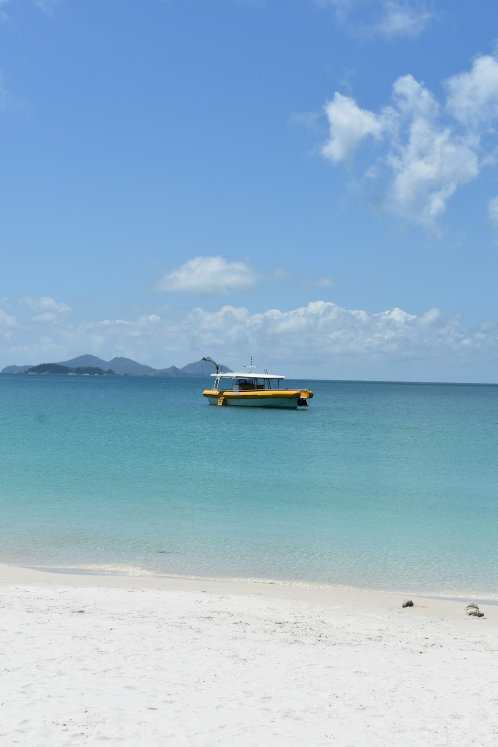 brown boat in beach during daytime