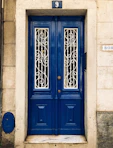 closed blue wooden doors