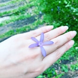 Close-up of manicured hands holding a flower.
