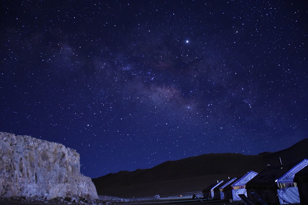 rock formation during nighttime