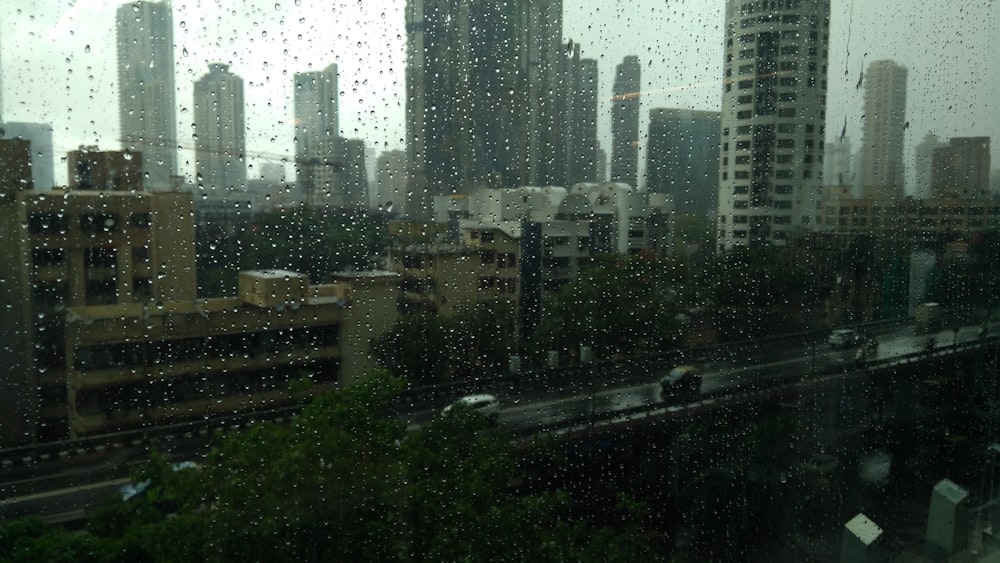 city during rain