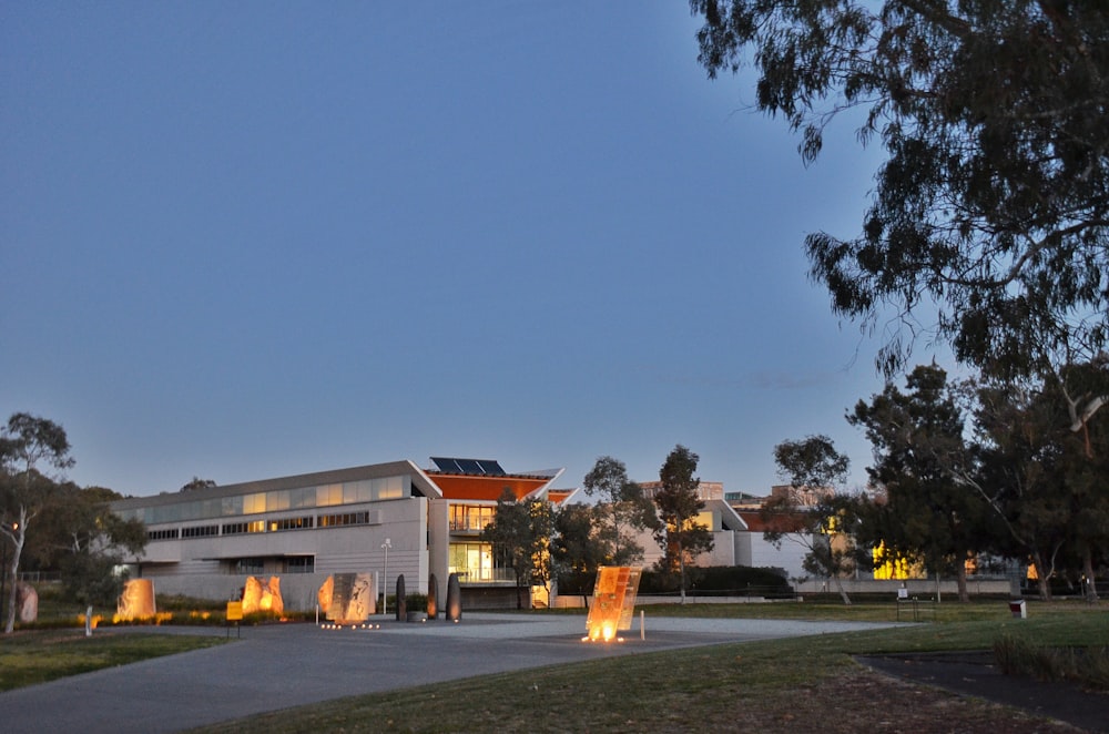 architectural photography of white and orange house