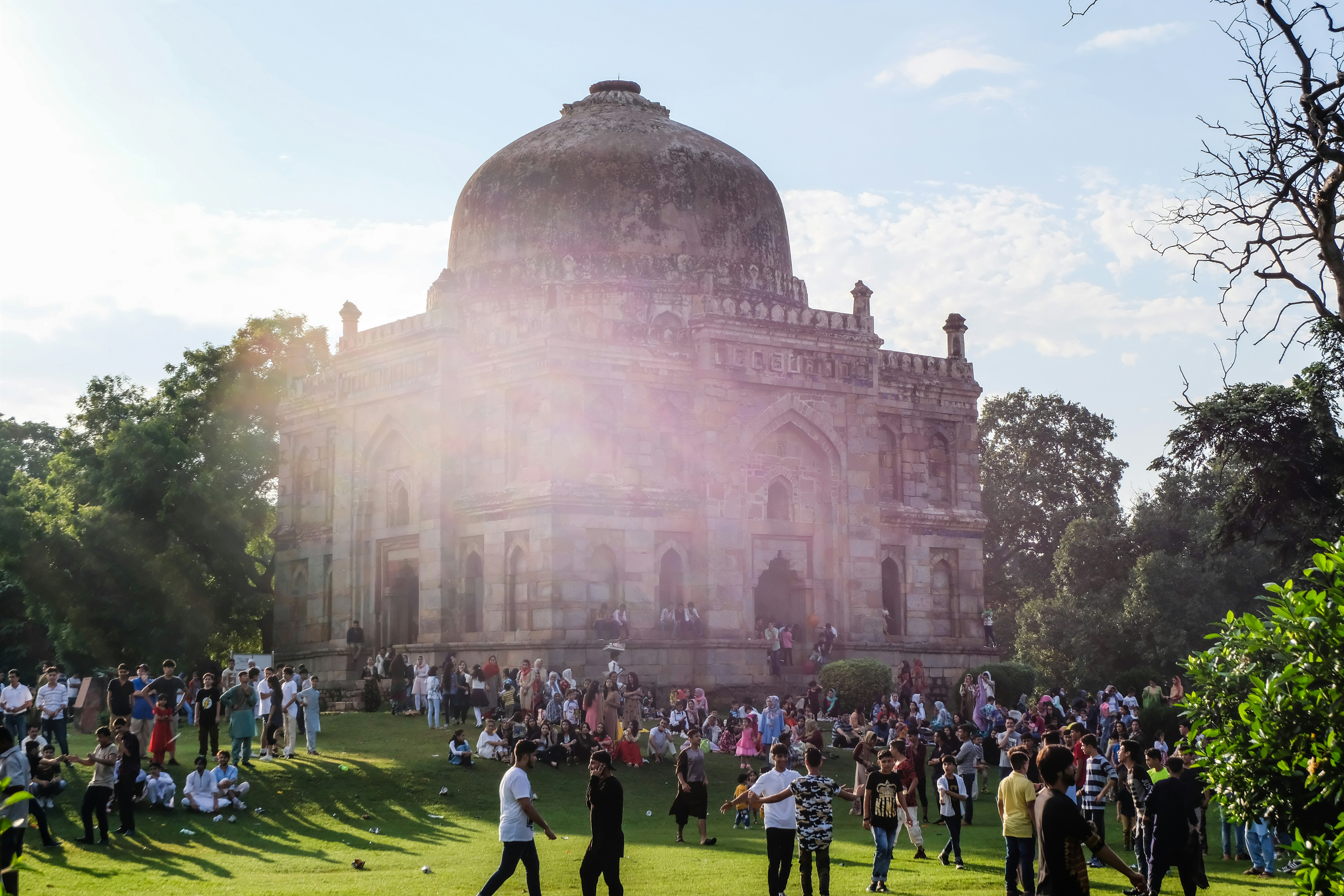 group of people outside cathedrla