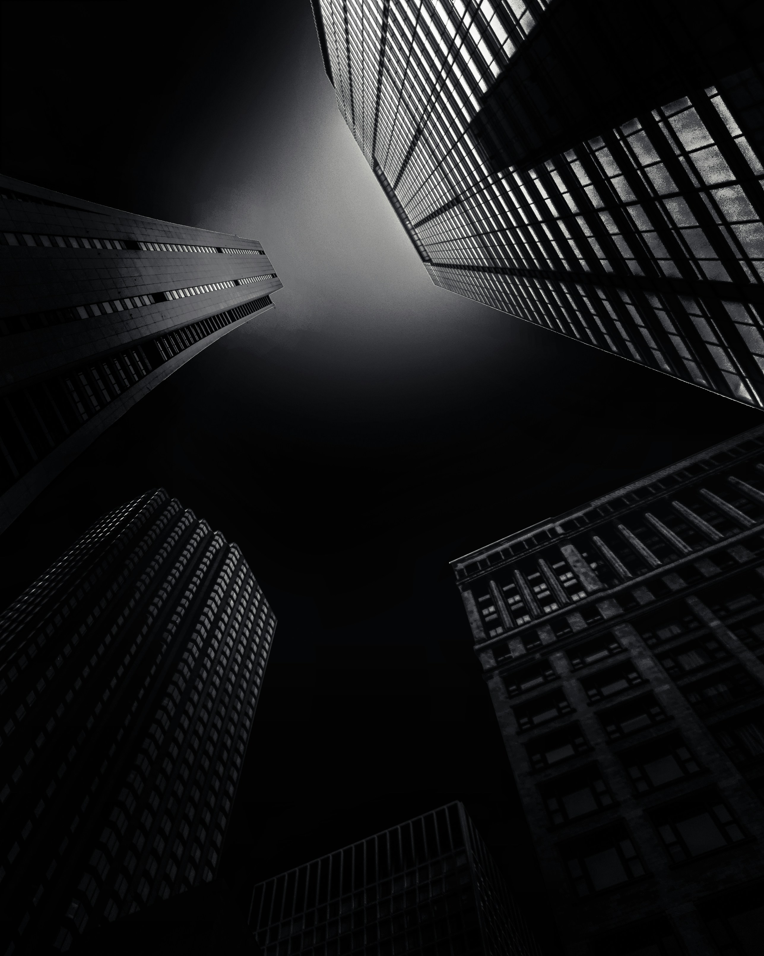 grayscale photography of city buildings