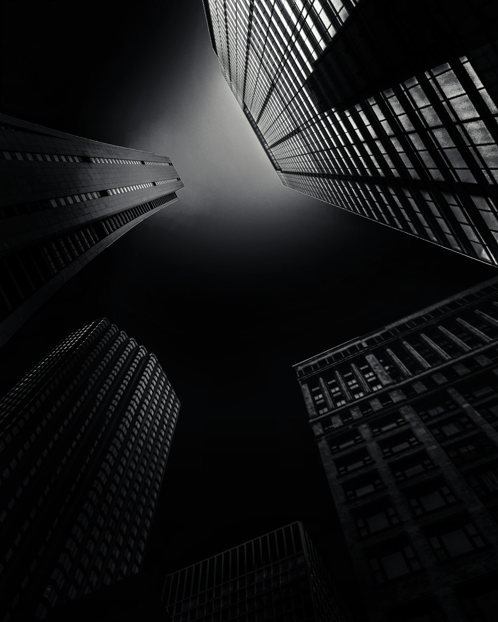 grayscale photography of city buildings