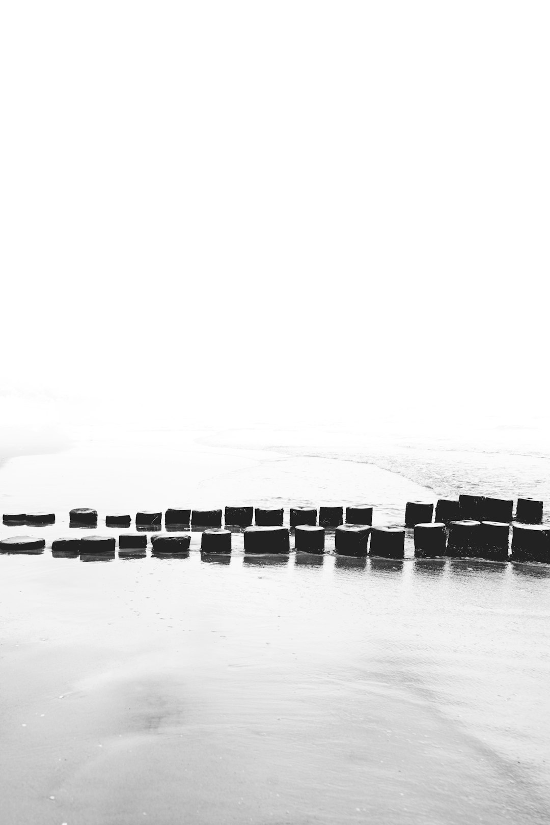 pile of wooden pillars between snowfield