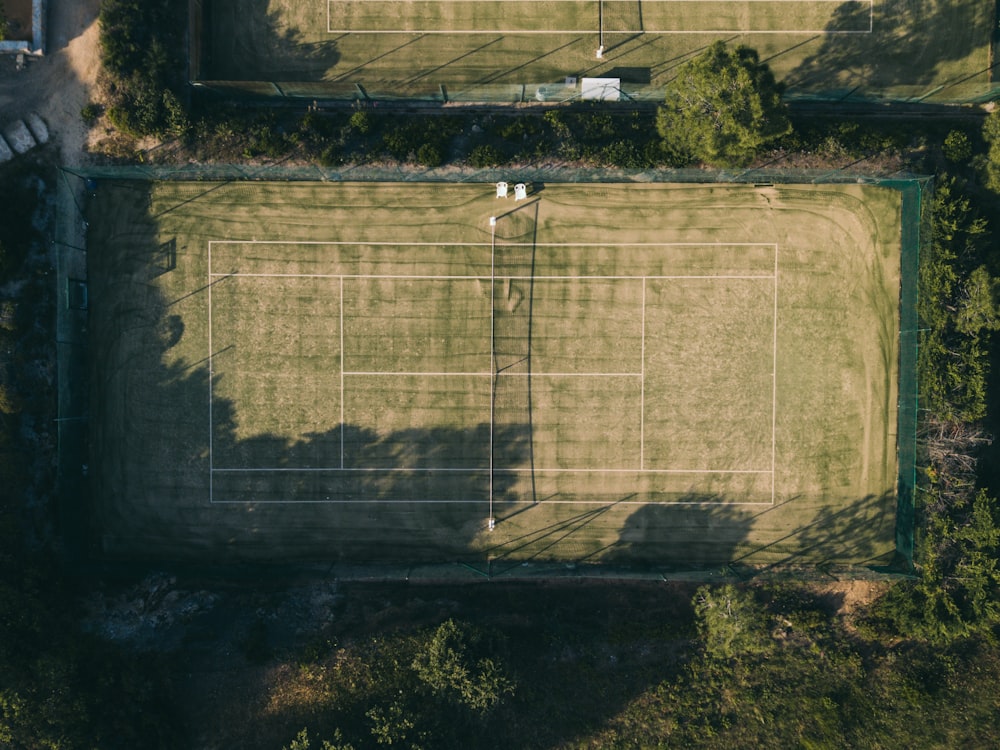 aerial view of tennis court