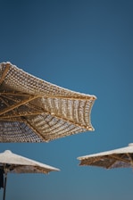 several brown parasols