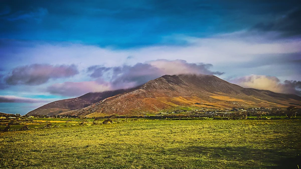 Grass field and mountain in Kerry