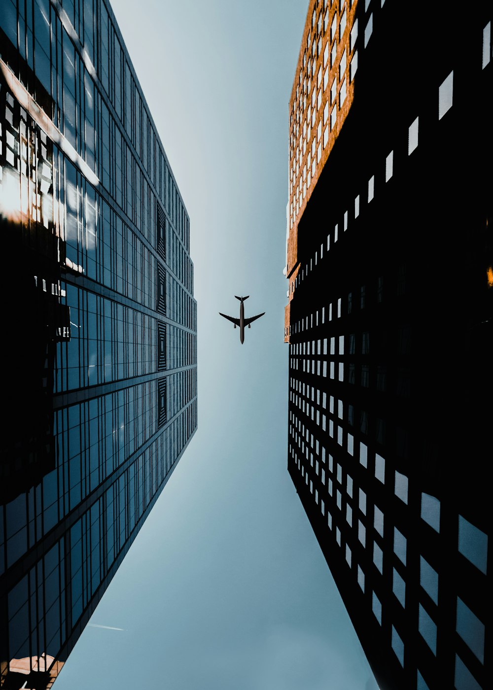 low angle photography of airliner