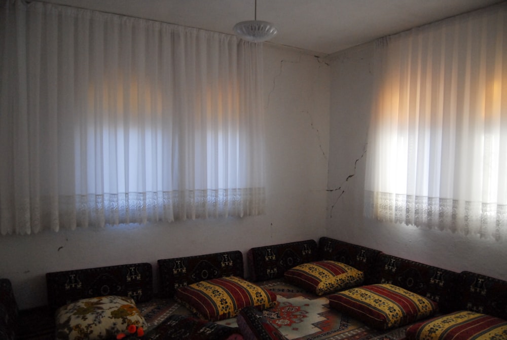 closed white window curtain